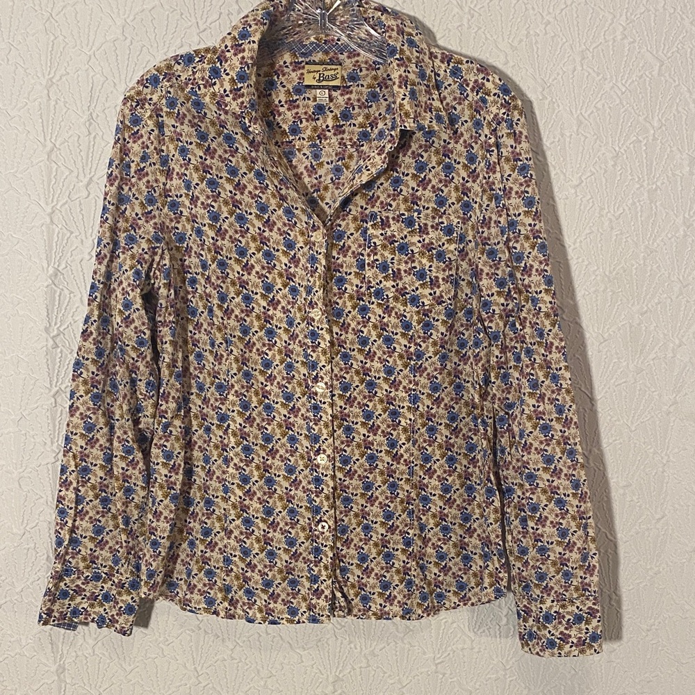 Bass Heritage Shirtings Floral Shirt - Blue and Brown Vintage Quality Craft